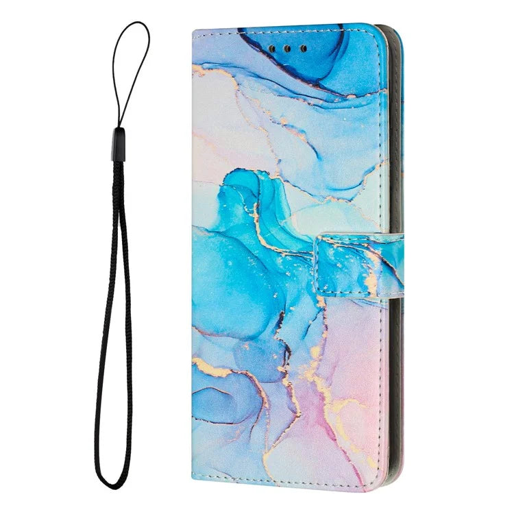 iPhone 16 Pro Leather Mix Blue Marble Case Wallet
