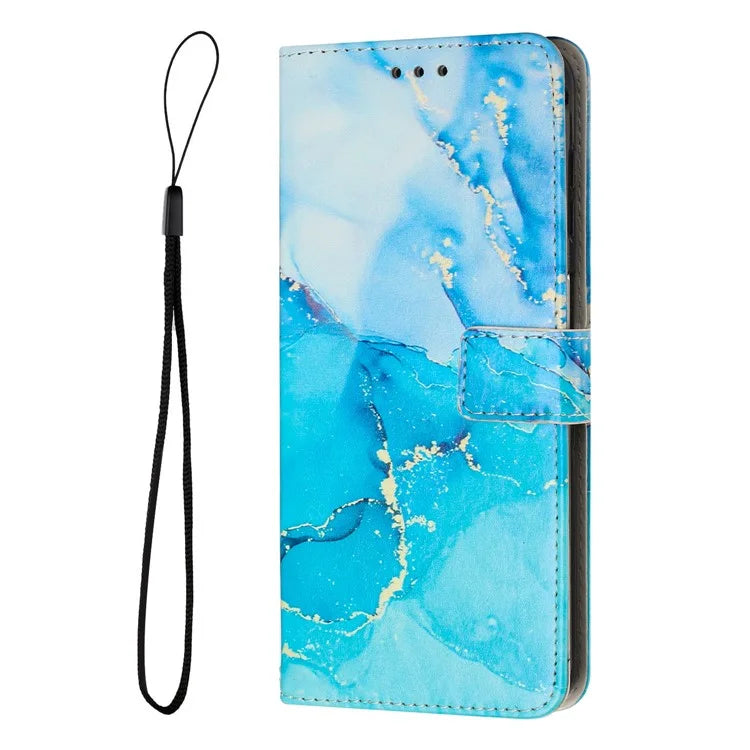 iPhone 16 Plus Leather Blue Marble Case Wallet