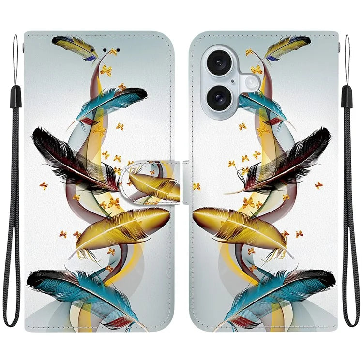 iPhone 16 Plus Leather Feather Case Wallet