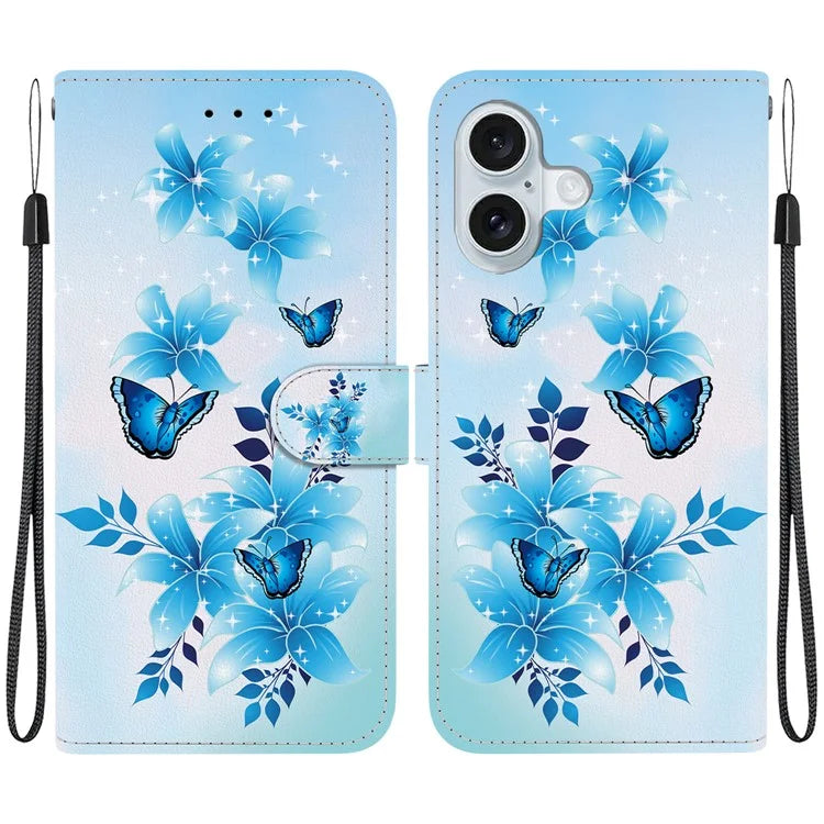 iPhone 16 Plus Blue Butterfly Case Wallet