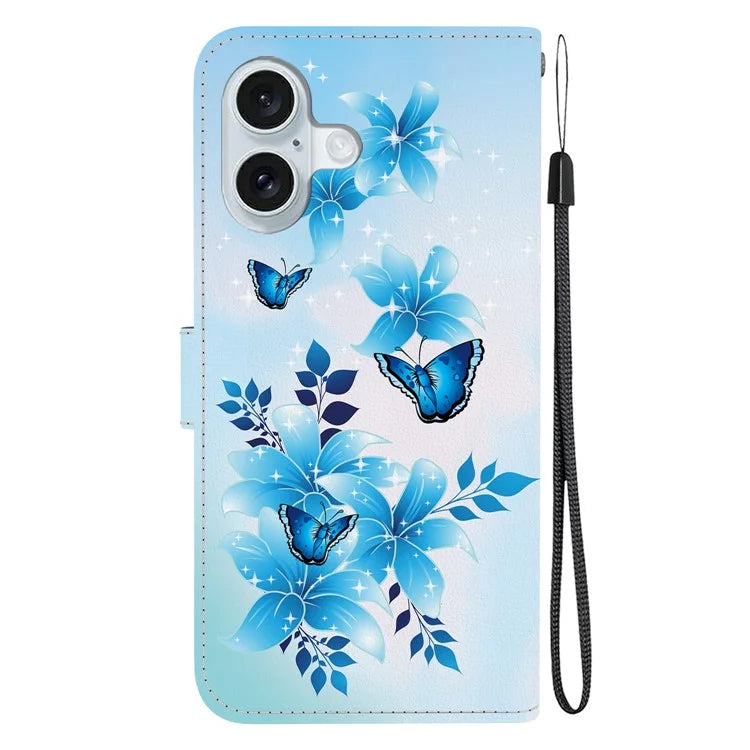 iPhone 16 Plus Blue Butterfly Case Wallet