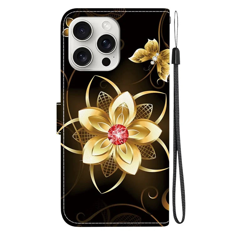 iPhone 16 Pro Golden Flower Case Wallet