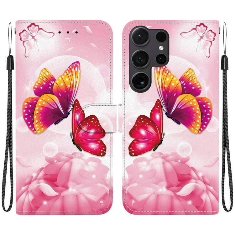 Samsung Galaxy S25 Ultra Pink Butterfly Case Wallet