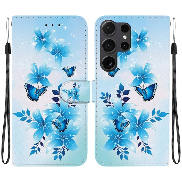 Samsung Galaxy S25 Ultra Blue Butterfly Case Wallet