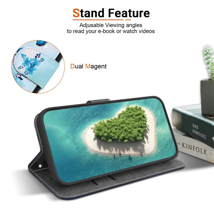 Samsung Galaxy S25 Ultra Blue Butterfly Case Wallet