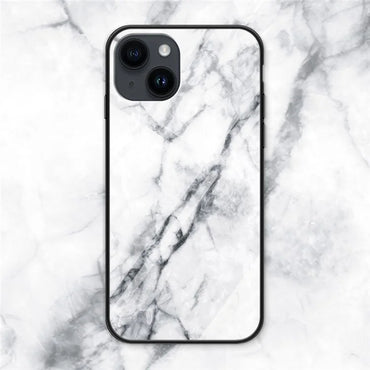 iPhone 15 Plus Case White Marble Tempered