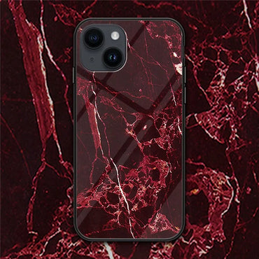 iPhone 15 Plus Case Blood Red Marble Tempered