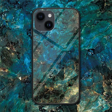 iPhone 15 Plus Case Emerald Marble Tempered