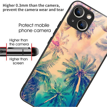iPhone 15 Plus Case Tempered Glass Palm Tree