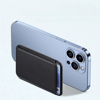 Dual Ring Leather Magnetic Card Wallet