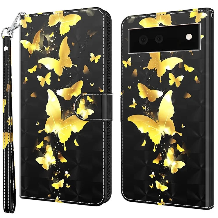 Pixel 6a Golden Butterfly Case Wallet