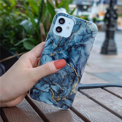 iPhone 12 Noble Navy Marble Case