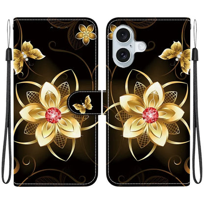 iPhone 16 Plus Golden Flower Case Wallet