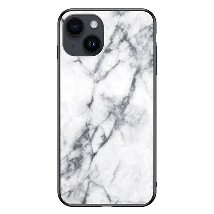 iPhone 15 Plus Case White Marble Tempered