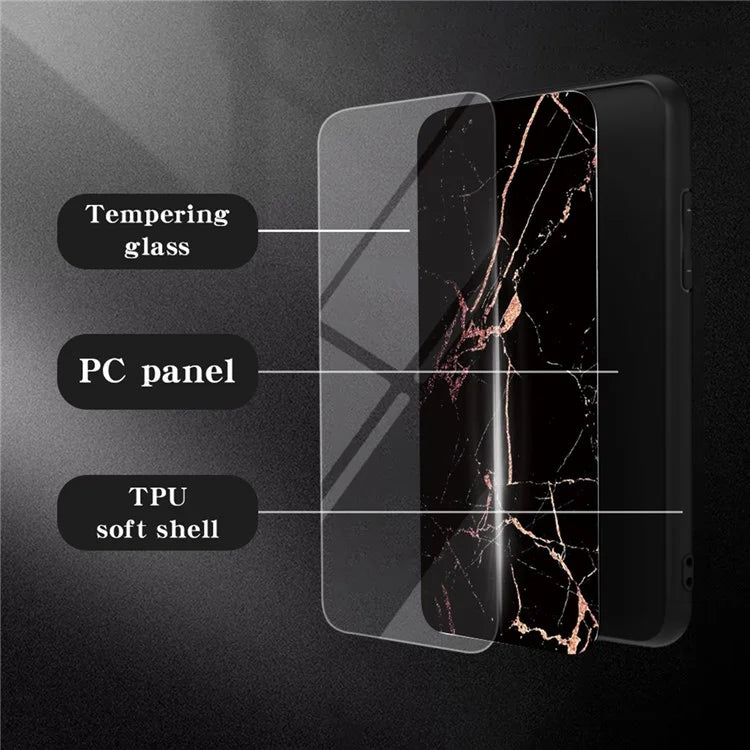iPhone 15 Plus Case White Marble Tempered