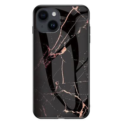 iPhone 15 Plus Case Gold Black Marble Tempered