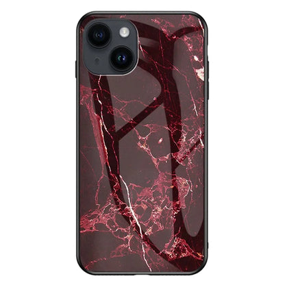 iPhone 15 Plus Case Blood Red Marble Tempered