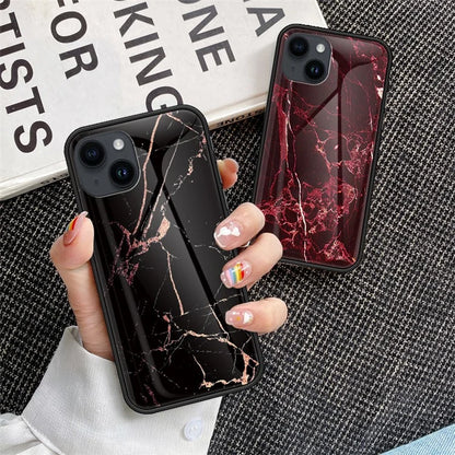 iPhone 15 Plus Case Blood Red Marble Tempered