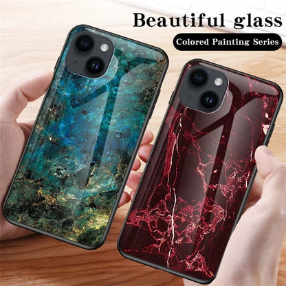 iPhone 15 Plus Case Emerald Marble Tempered